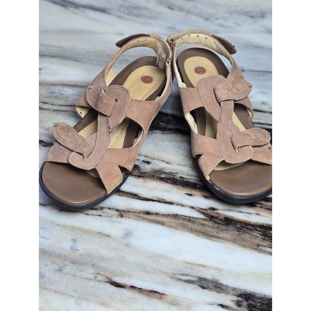 Clarks Unstructured Tan Nubuck Leather Slingback Sandals Womens 7.5W 61034‎